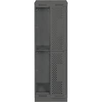 Clean Line Lockers, 2 -tier, Bank of 2, 24" x 15" x 82", Steel, Charcoal, Rivet (Assembled), Perforated Seaboard Timber Mart