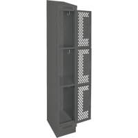 Clean Line Lockers, 3 -tier, 12" x 18" x 82", Steel, Charcoal, Rivet (Assembled), Perforated Seaboard Timber Mart