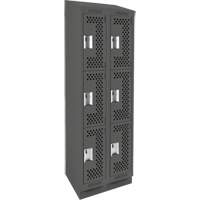 Clean Line Lockers, 3 -tier, Bank of 2, 24" x 18" x 82", Steel, Charcoal, Rivet (Assembled), Perforated Seaboard Timber Mart