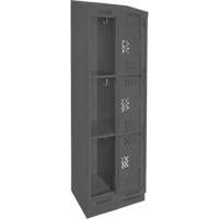 Clean Line Lockers, 3 -tier, Bank of 2, 24" x 18" x 82", Steel, Charcoal, Rivet (Assembled), Perforated Seaboard Timber Mart