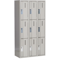 Concorde Heavy-Duty Lockers, 3 -tier, Bank of 3, 36" x 18" x 72", Steel, Grey, Welded (Assembled) Seaboard Timber Mart