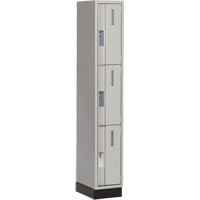 Concorde Heavy-Duty Lockers, 3 -tier, 12" x 18" x 76", Steel, Grey, Welded (Assembled) Seaboard Timber Mart