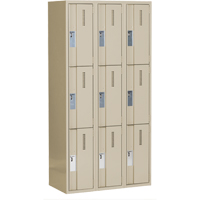 Concorde Heavy-Duty Lockers, 3 -tier, Bank of 3, 36" x 18" x 72", Steel, Beige, Welded (Assembled) Seaboard Timber Mart