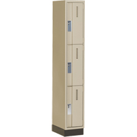 Concorde Heavy-Duty Lockers, 3 -tier, 12" x 18" x 76", Steel, Beige, Welded (Assembled) Seaboard Timber Mart