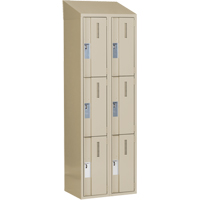 Concorde Heavy-Duty Lockers, 3 -tier, Bank of 2, 24" x 18" x 78", Steel, Beige, Welded (Assembled) Seaboard Timber Mart