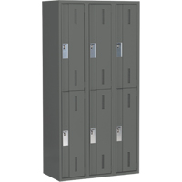 Concorde Heavy-Duty Lockers, 2 -tier, Bank of 3, 36" x 18" x 72", Steel, Charcoal, Welded (Assembled) Seaboard Timber Mart
