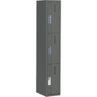 Concorde Heavy-Duty Lockers, 3 -tier, 12" x 18" x 72", Steel, Charcoal, Welded (Assembled) Seaboard Timber Mart