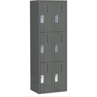 Concorde Heavy-Duty Lockers, 3 -tier, Bank of 2, 24" x 18" x 72", Steel, Charcoal, Welded (Assembled) Seaboard Timber Mart
