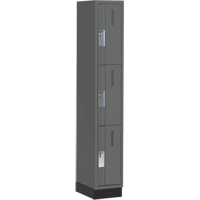 Concorde Heavy-Duty Lockers, 3 -tier, 12" x 18" x 76", Steel, Charcoal, Welded (Assembled) Seaboard Timber Mart