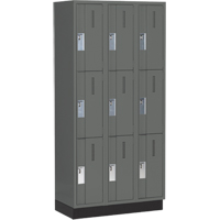 Concorde Heavy-Duty Lockers, 3 -tier, Bank of 3, 36" x 18" x 76", Steel, Charcoal, Welded (Assembled) Seaboard Timber Mart