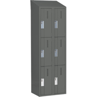 Concorde Heavy-Duty Lockers, 3 -tier, Bank of 2, 24" x 18" x 78", Steel, Charcoal, Welded (Assembled) Seaboard Timber Mart