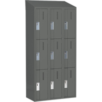 Concorde Heavy-Duty Lockers, 3 -tier, Bank of 3, 36" x 18" x 78", Steel, Charcoal, Welded (Assembled) Seaboard Timber Mart