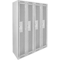 Clean Line Lockers, Bank of 4, 48" x 15" x 72", Steel, Grey, Rivet (Assembled), Perforated Seaboard Timber Mart