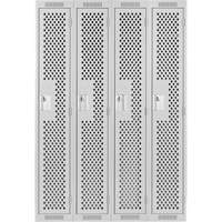 Clean Line Lockers, Bank of 4, 48" x 15" x 72", Steel, Grey, Rivet (Assembled), Perforated Seaboard Timber Mart