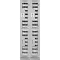 Clean Line Lockers, 2 -tier, Bank of 2, 24" x 18" x 76", Steel, Grey, Rivet (Assembled), Perforated Seaboard Timber Mart
