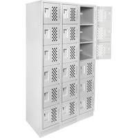 Clean-Line Perforated Lockerette, 6 -tier, Bank of 3, 15" x 72" x 12", Steel Seaboard Timber Mart