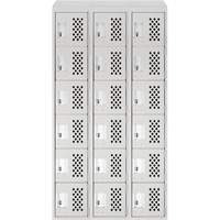 Assembled Lockerettes Clean Line Perforated Economy Lockers, 6 -tier, Bank of 3, 18" x 72" x 12", Steel Seaboard Timber Mart