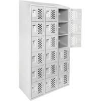 Assembled Lockerettes Clean Line Perforated Economy Lockers, 6 -tier, Bank of 3, 18" x 72" x 12", Steel Seaboard Timber Mart