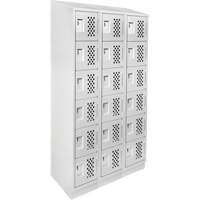 Assembled Lockerettes Clean Line Perforated Economy Lockers, 6 -tier, Bank of 3, 18" x 72" x 12", Steel Seaboard Timber Mart
