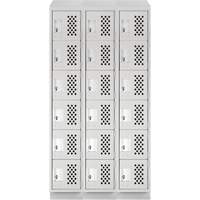 Assembled Lockerettes Clean Line Perforated Economy Lockers, 6 -tier, Bank of 3, 18" x 72" x 12", Steel Seaboard Timber Mart