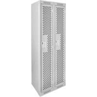 Clean Line Lockers, 2 -tier, 12" x 12" x 72", Steel, Grey, Rivet (Assembled), Perforated Seaboard Timber Mart