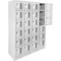 Assembled Clean Line Perforated Economy Lockers, 6 -tier, Bank of 4, 18" x 72" x 12", Steel Seaboard Timber Mart