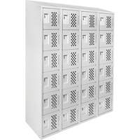 Assembled Clean Line Perforated Economy Lockers, 6 -tier, Bank of 4, 18" x 72" x 12", Steel Seaboard Timber Mart