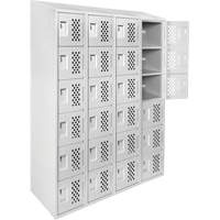 Assembled Clean Line Perforated Economy Lockers, 6 -tier, Bank of 4, 18" x 72" x 12", Steel Seaboard Timber Mart