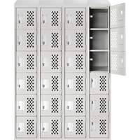 Assembled Clean Line Perforated Economy Lockers, 6 -tier, Bank of 4, 18" x 72" x 12", Steel Seaboard Timber Mart