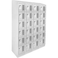 Assembled Clean Line Perforated Economy Lockers, 6 -tier, Bank of 4, 18" x 72" x 12", Steel Seaboard Timber Mart