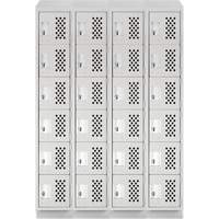 Assembled Clean Line Perforated Economy Lockers, 6 -tier, Bank of 4, 18" x 72" x 12", Steel Seaboard Timber Mart