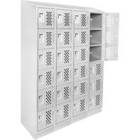 Assembled Clean Line Perforated Economy Lockers, 6 -tier, Bank of 4, 18" x 72" x 12", Steel Seaboard Timber Mart