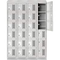 Assembled Clean Line Perforated Economy Lockers, 6 -tier, Bank of 4, 18" x 72" x 12", Steel Seaboard Timber Mart