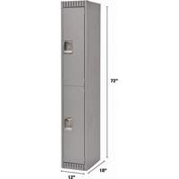 Lockers, 2 -tier, 12" x 18" x 72", Steel, Grey, Knocked Down Seaboard Timber Mart