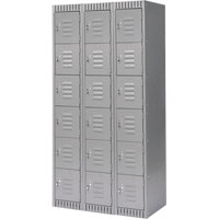 Lockers, 6 -tier, Bank of 3, 36" x 18" x 72", Steel, Grey, Knocked Down Seaboard Timber Mart