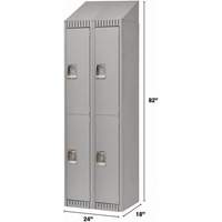 Lockers, 2 -tier, Bank of 2, 24" x 18" x 82", Steel, Grey, Knocked Down Seaboard Timber Mart