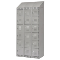 Lockers, 6 -tier, Bank of 3, 36" x 18" x 82", Steel, Grey, Knocked Down Seaboard Timber Mart