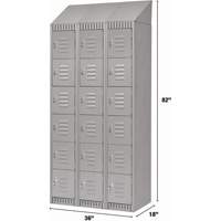 Lockers, 6 -tier, Bank of 3, 36" x 18" x 82", Steel, Grey, Knocked Down Seaboard Timber Mart