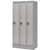 Lockers, Bank of 3, 36" x 18" x 76", Steel, Grey, Knocked Down Seaboard Timber Mart