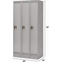 Lockers, Bank of 3, 36" x 18" x 76", Steel, Grey, Knocked Down Seaboard Timber Mart