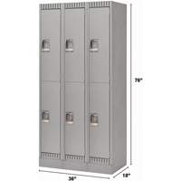 Lockers, 2 -tier, Bank of 3, 36" x 18" x 76", Steel, Grey, Knocked Down Seaboard Timber Mart