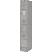 Lockers, 6 -tier, 12" x 18" x 76", Steel, Grey, Knocked Down Seaboard Timber Mart