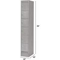 Lockers, 6 -tier, 12" x 18" x 76", Steel, Grey, Knocked Down Seaboard Timber Mart