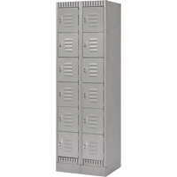 Lockers, 6 -tier, Bank of 2, 24" x 18" x 76", Steel, Grey, Knocked Down Seaboard Timber Mart