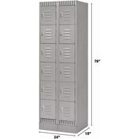 Lockers, 6 -tier, Bank of 2, 24" x 18" x 76", Steel, Grey, Knocked Down Seaboard Timber Mart