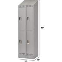 Lockers, 2 -tier, Bank of 2, 24" x 18" x 86", Steel, Grey, Knocked Down Seaboard Timber Mart