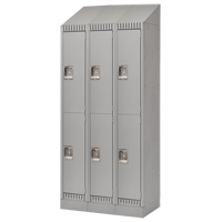 Lockers, 2 -tier, Bank of 3, 36" x 18" x 86", Steel, Grey, Knocked Down Seaboard Timber Mart