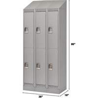 Lockers, 2 -tier, Bank of 3, 36" x 18" x 86", Steel, Grey, Knocked Down Seaboard Timber Mart