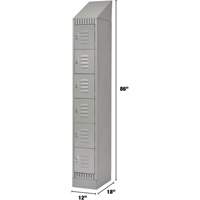 Lockers, 6 -tier, 12" x 18" x 86", Steel, Grey, Knocked Down Seaboard Timber Mart