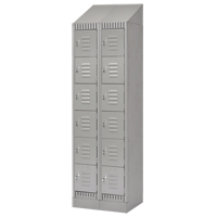 Lockers, 6 -tier, Bank of 2, 24" x 18" x 86", Steel, Grey, Knocked Down Seaboard Timber Mart